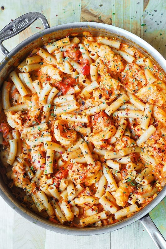 Spicy Shrimp Pasta with Tomato Cream
